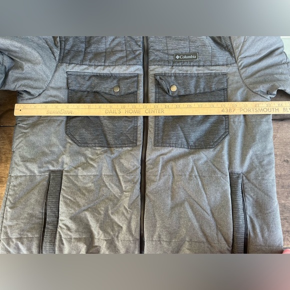 Columbia Men's Puffer Jacket Two Tone Gray Sz Large Full Zip Snap Front Pockets - Picture 8 of 16